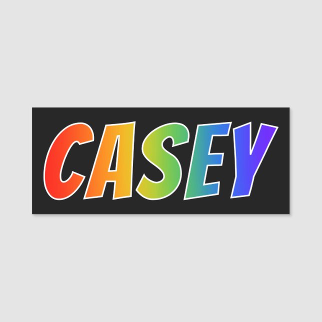 Vorname "CASEY": Spaß-Regenbogen-Farbton Namensschild (Vorderseite)