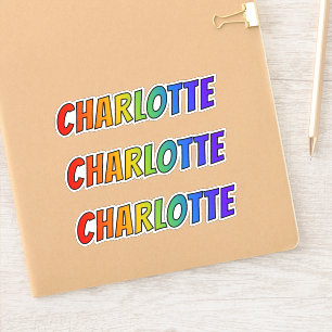Vorname "CHARLOTTE" mit Spaß-Regenbogen-Farbton Aufkleber