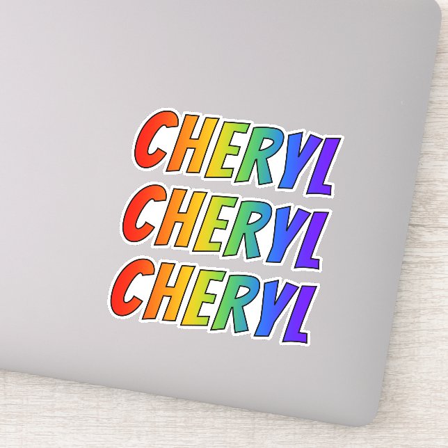 Vorname "CHERYL" mit/ Fun Rainbow Coloring Aufkleber (Detail)