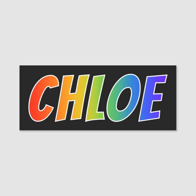 Vorname "CHLOE": Spaß-Regenbogen-Farbton Namensschild (Vorderseite)