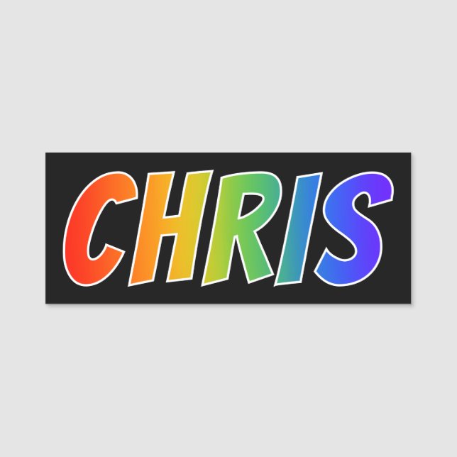 Vorname "CHRIS": Spaß-Regenbogen-Farbton Namensschild (Vorderseite)
