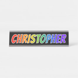Vorname "CHRISTOPHER": Spaß-Regenbogen-Farbton Schreibtischnamensplakette