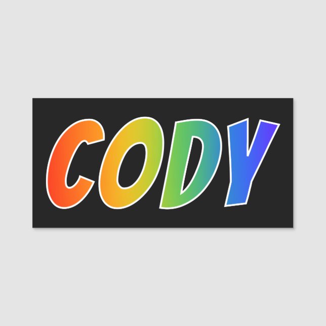 Vorname "CODY": Spaß-Regenbogen-Farbton Namensschild (Vorderseite)
