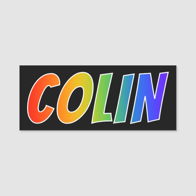 Vorname "COLIN": Spaß-Regenbogen-Farbton Namensschild (Vorderseite)