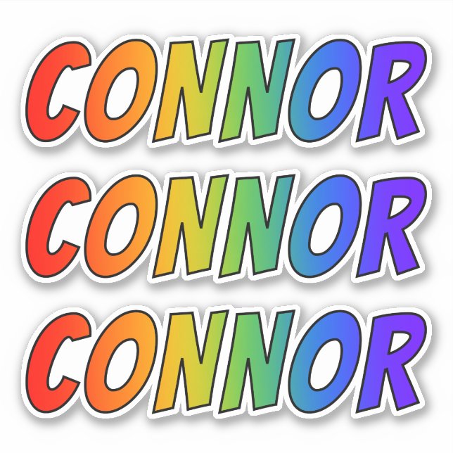 Vorname "CONNOR" mit/ Fun Rainbow Coloring Aufkleber (Vorderseite)
