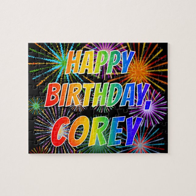 Vorname "COREY", Fun "HAPPY BIRTHDAY" Puzzle (Horizontal)