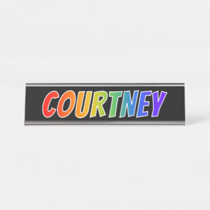 Vorname "COURTNEY": Spaß-Regenbogen-Farbton Schreibtischnamensplakette