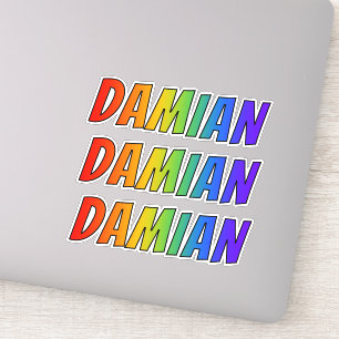 Vorname "DAMIAN" mit Spaß-Regenbogen-Farbton Aufkleber