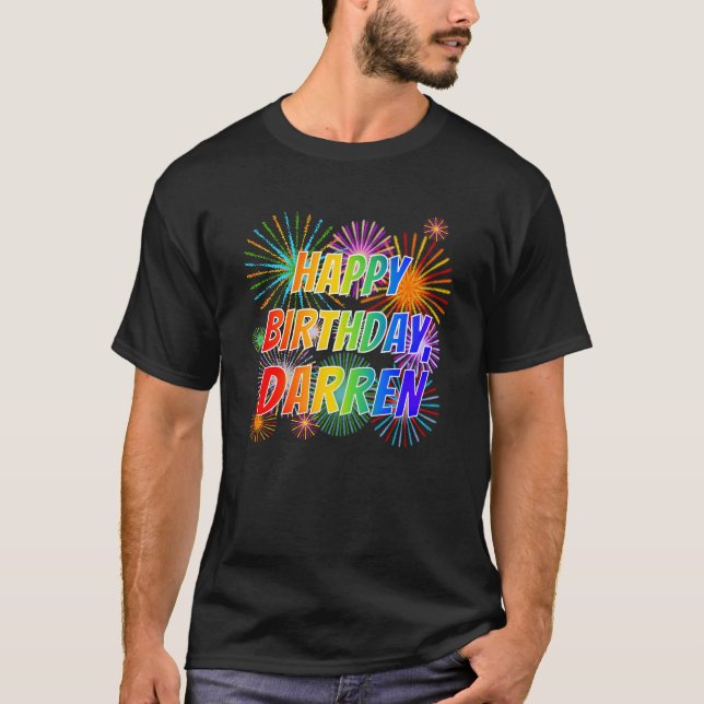 Vorname "DARREN", Fun "HAPPY BIRTHDAY" T-Shirt (Vorderseite)