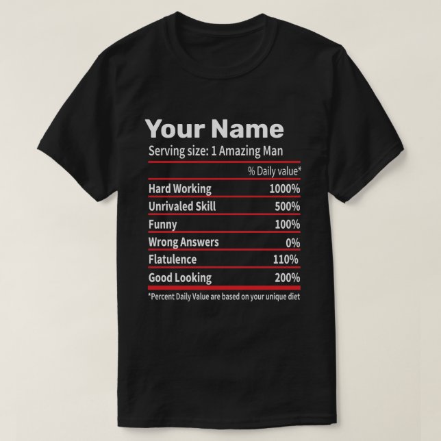Vorname der personalisierten Lebensmitteldefinitio T-Shirt (Design vorne)