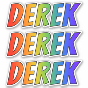 Vorname "DEREK" mit/ Fun Rainbow Coloring Aufkleber