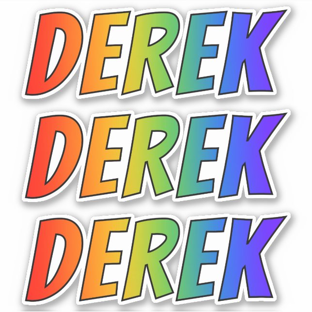 Vorname "DEREK" mit/ Fun Rainbow Coloring Aufkleber (Vorderseite)