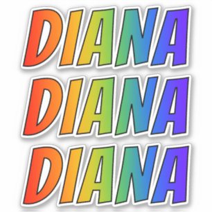 Vorname "DIANA" mit Spaß-Regenbogen-Farbton Aufkleber