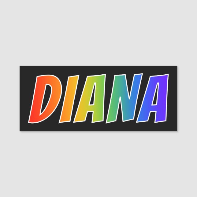 Vorname "DIANA": Spaß-Regenbogen-Farbton Namensschild (Vorderseite)