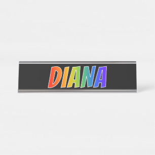 Vorname "DIANA": Spaß-Regenbogen-Farbton Schreibtischnamensplakette