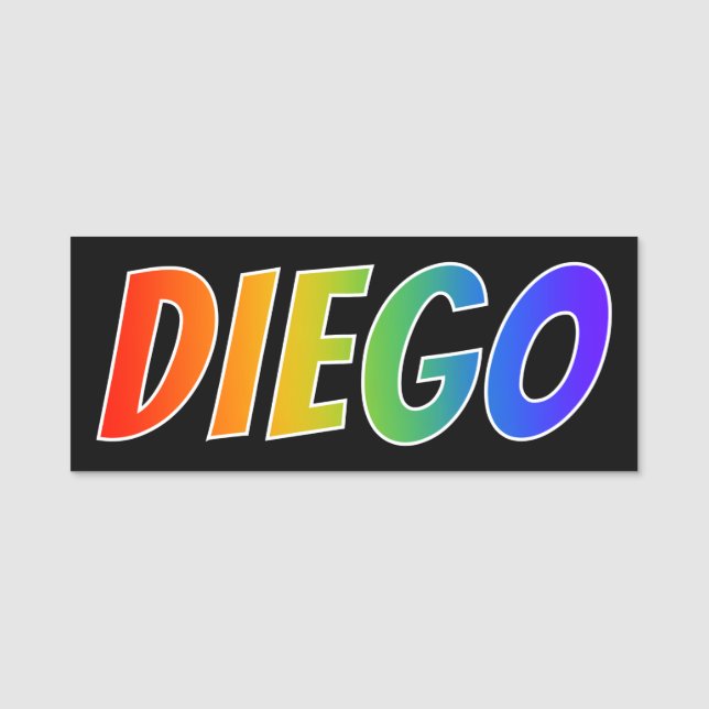 Vorname "DIEGO": Spaß-Regenbogen-Farbton Namensschild (Vorderseite)