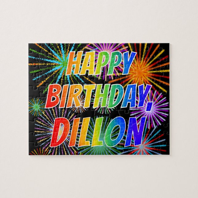 Vorname "DILLON", Fun "HAPPY BIRTHDAY" Puzzle (Horizontal)