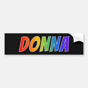 Vorname "DONNA": Fun Rainbow Coloring Autoaufkleber