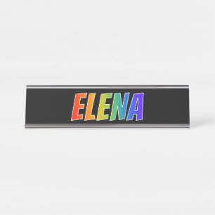 Vorname "ELENA": Fun Rainbow Coloring Schreibtischnamensplakette