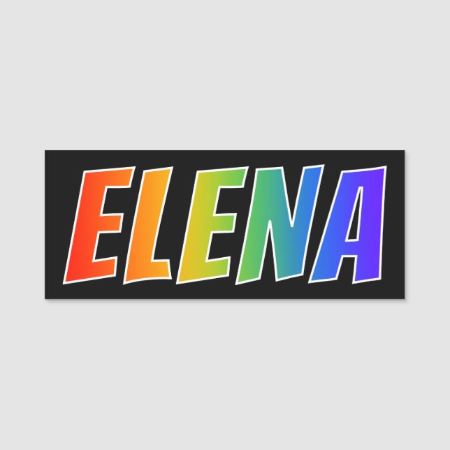 Vorname "ELENA": Spaß-Regenbogen-Farbton Namensschild (Vorderseite)