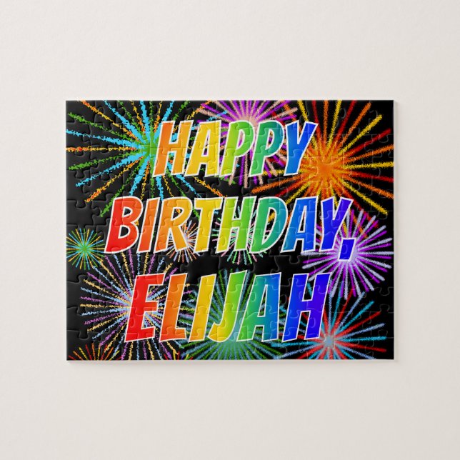 Vorname "ELIJAH", Fun "HAPPY BIRTHDAY" Puzzle (Horizontal)