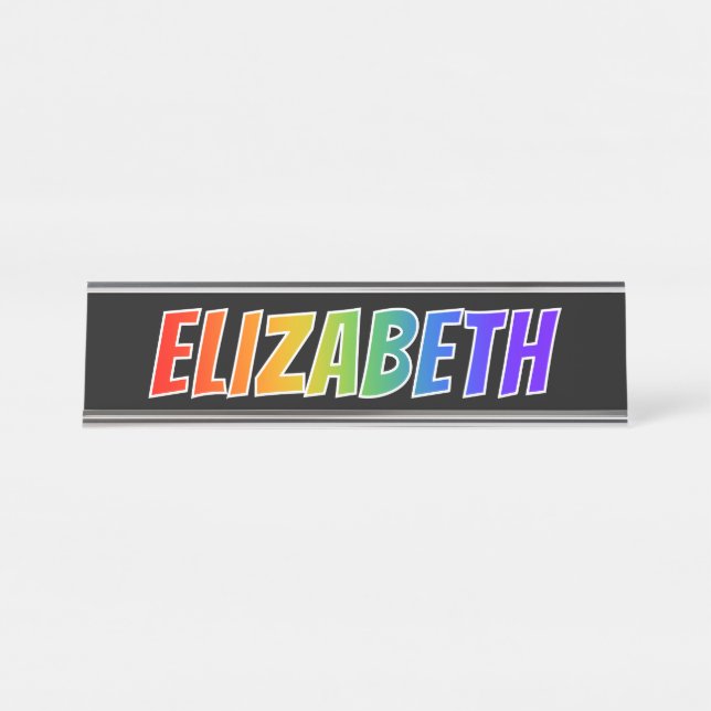 Vorname "ELIZABETH": Fun Rainbow Coloring Schreibtischnamensplakette (Vorderseite )