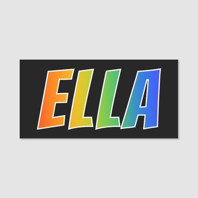 Vorname "ELLA": Spaß-Regenbogen-Farbton Namensschild (Vorderseite)