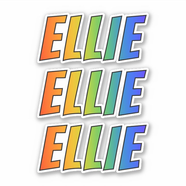 Vorname "ELLIE" mit/ Fun Rainbow Coloring Aufkleber (Vorderseite)