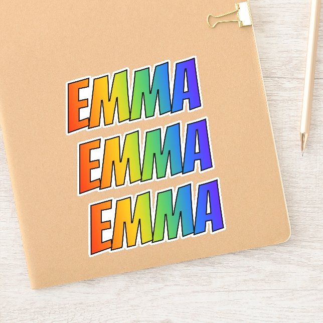 Vorname "EMMA" mit/ Fun Rainbow Coloring Aufkleber (Notizbuch)