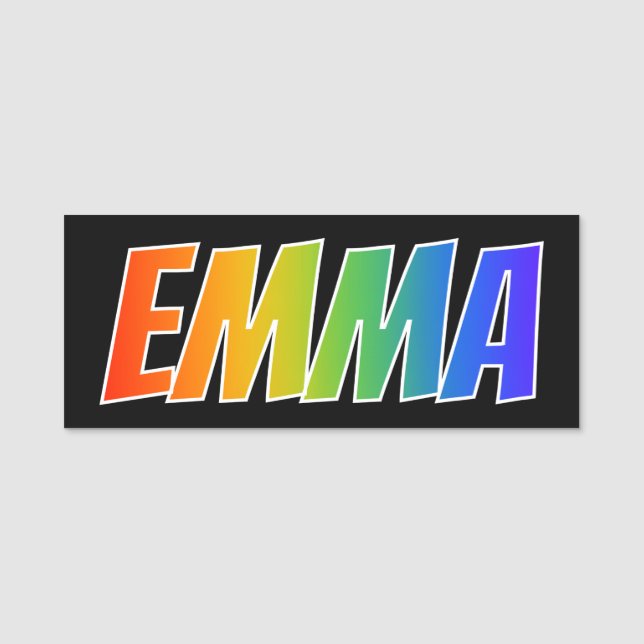 Vorname "EMMA": Spaß-Regenbogen-Farbton Namensschild (Vorderseite)