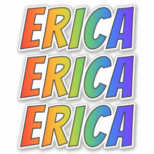 Vorname "ERICA" mit/ Fun Rainbow Coloring Aufkleber