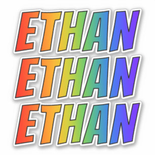 Vorname "ETHAN" mit Spaß-Regenbogen-Farbton Aufkleber