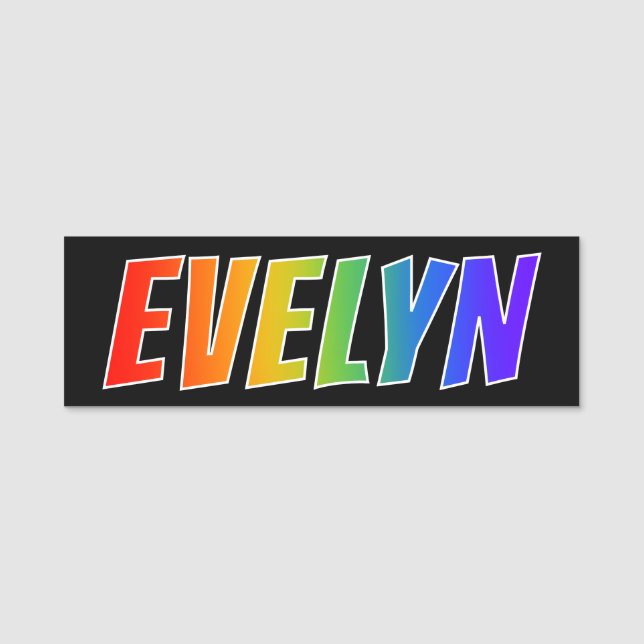 Vorname "EVELYN": Fun-Regenbogenfarben Namensschild (Vorderseite)