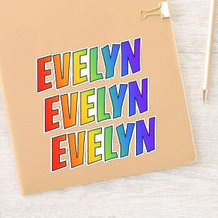 Vorname "EVELYN" mit Spaß-Regenbogen-Farbton Aufkleber