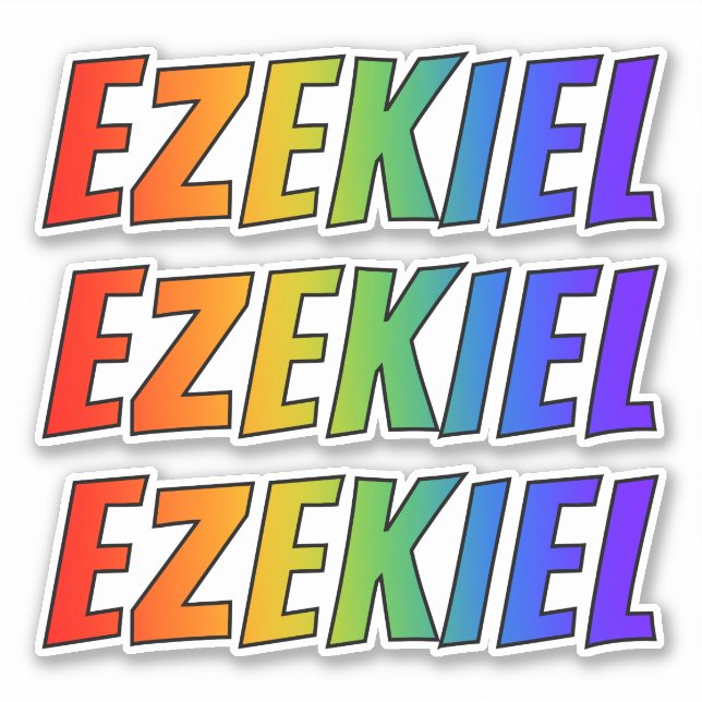 Vorname "EZEKIEL" mit/ Fun Rainbow Coloring Aufkleber (Vorderseite)