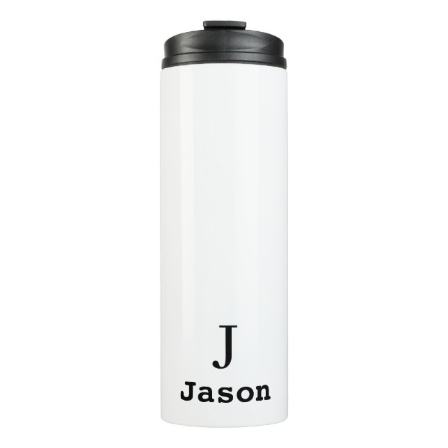 Vorname für Elegant Monogram Personalisiert Thermosbecher (Vorderseite)
