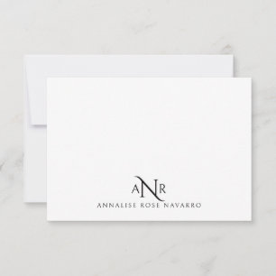 Vorname für elegant Monogramm 3 Mitteilungskarte