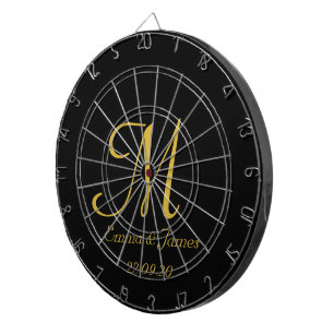 Vorname für elegante Black Gold Monogram Dartscheibe