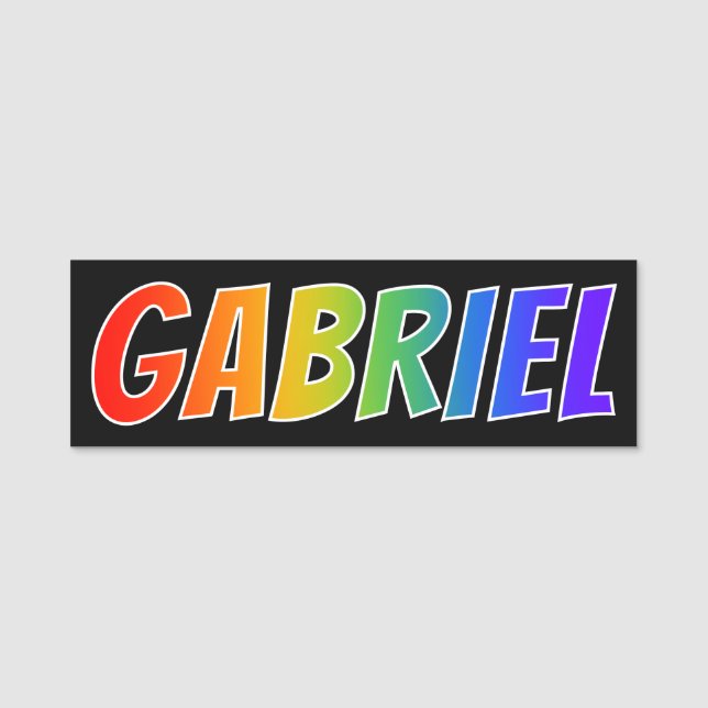 Vorname "GABRIEL": Spaß-Regenbogen-Farbton Namensschild (Vorderseite)