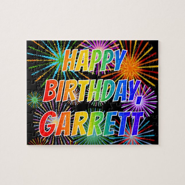 Vorname "GARRETT", Fun "HAPPY BIRTHDAY" Puzzle (Horizontal)