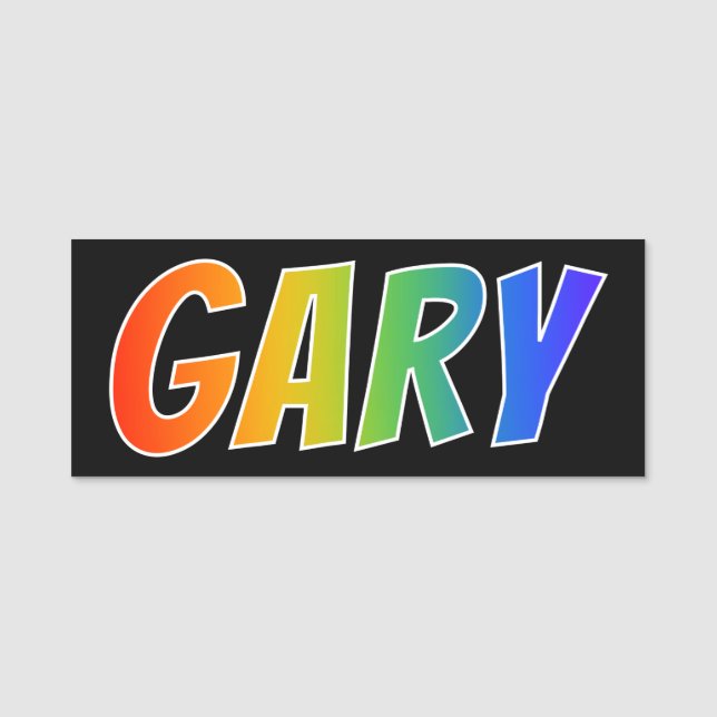 Vorname "GARY": Spaß-Regenbogen-Farbton Namensschild (Vorderseite)
