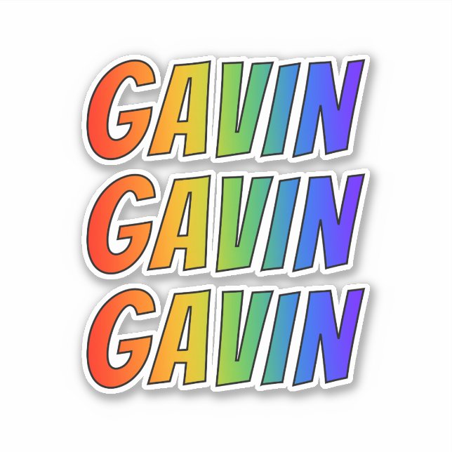 Vorname "GAVIN" mit/ Fun Rainbow Coloring Aufkleber (Vorderseite)