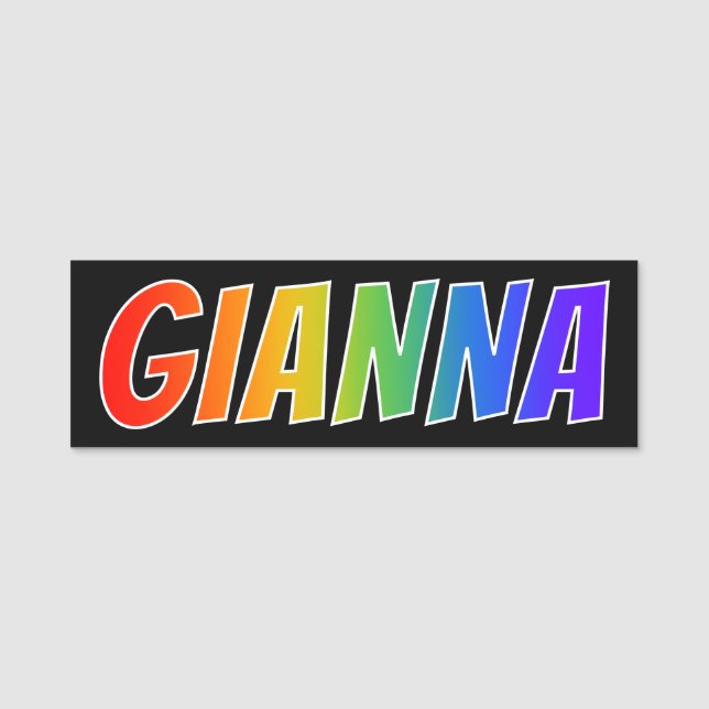 Vorname "GIANNA": Spaß-Regenbogen-Farbton Namensschild (Vorderseite)