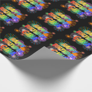 Vorname "GINA", Spaß "GLÜCKLICHER GEBURTSTAG" Geschenkpapier