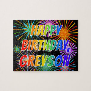Vorname "GREYSON", Fun "HAPPY BIRTHDAY" Puzzle