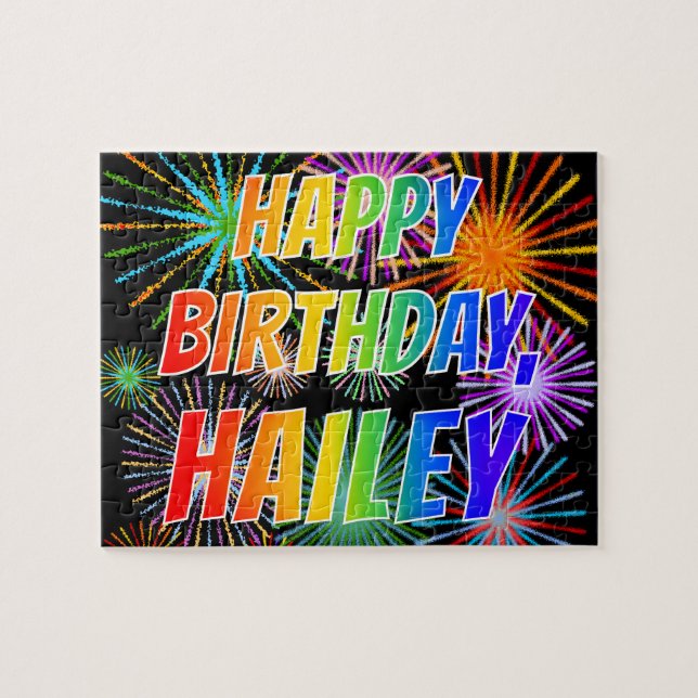 Vorname "HAILEY", Fun "HAPPY BIRTHDAY" Puzzle (Horizontal)