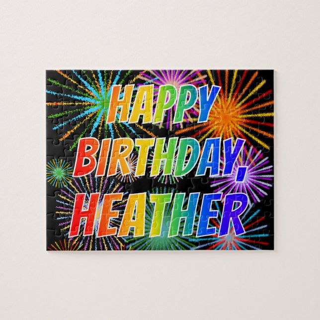 Vorname "HEATHER", Fun "HAPPY BIRTHDAY" Puzzle (Horizontal)