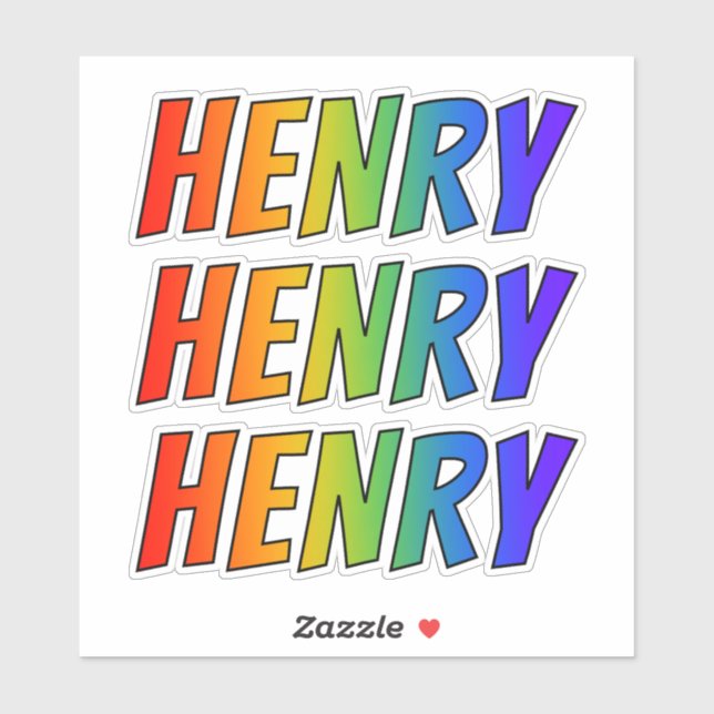 Vorname "HENRY" mit/ Fun Rainbow Coloring Aufkleber (Blatt)