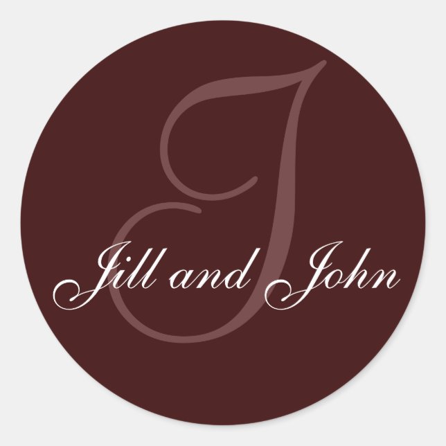 Vorname I plus Siegel mit Vornamen braun Runder Aufkleber (Vorderseite)