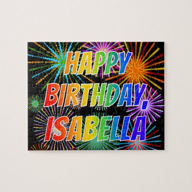 Vorname "ISABELLA", Fun "GLÜCK BIRTHTAG" Puzzle (Horizontal)